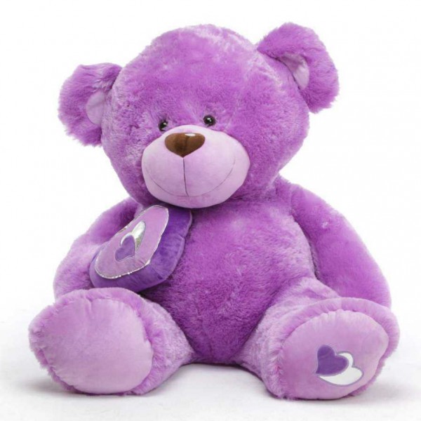 Purple 5 Feet Big Teddy Bear with a heart
